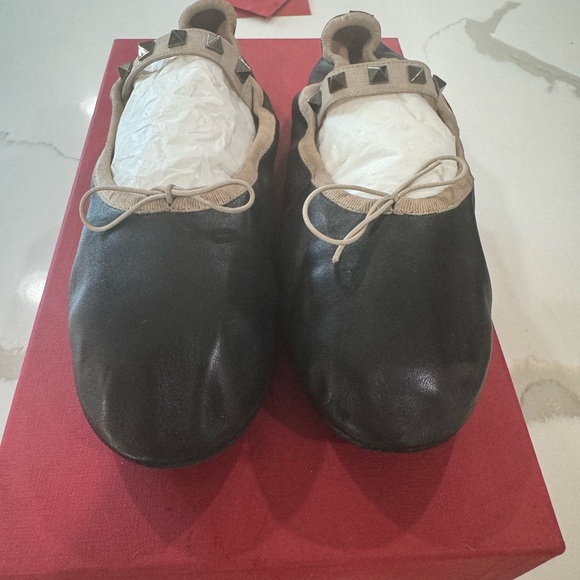 Valentino Black Rockstud Ballerina Flats - Picture 8 of 12